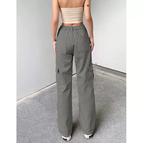 IDEALSANXUNCargo Jeans for Women High Waisted Trendy Casual Streetwear Baggy Cargo Pants Boyfriend Straight Leg Y2K JeansGrey