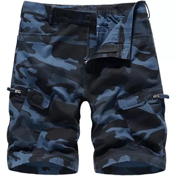 IDEALSANXUN Camo Cargo Shorts for Men Summer Casual Relaxed Fit Outdoor Camouflage Shorts Cargo PantsCamo Blue