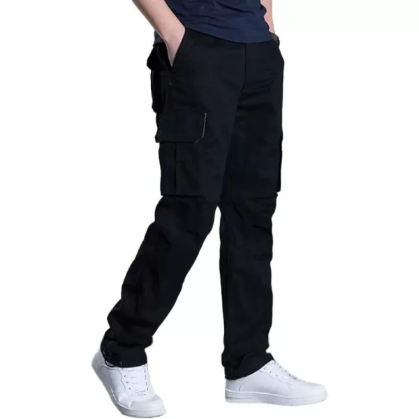 IDEALSANXUN Cargo Pants for Men Streetwear Hiking Travel Casual Baggy Cargo PantsBlack