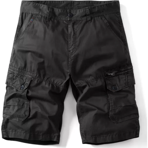 IDEALSANXUN Cargo Shorts for Men Straight Fit Cotton ShortsBlack