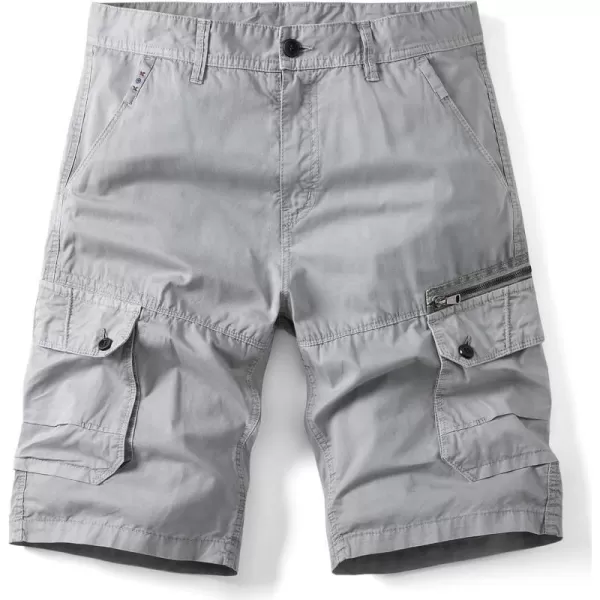 IDEALSANXUN Cargo Shorts for Men Straight Fit Cotton ShortsLight Grey