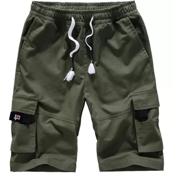 IDEALSANXUN Cargo Shorts for Mens Casual Elastic Waist Camo Cargo ShortsArmy Green