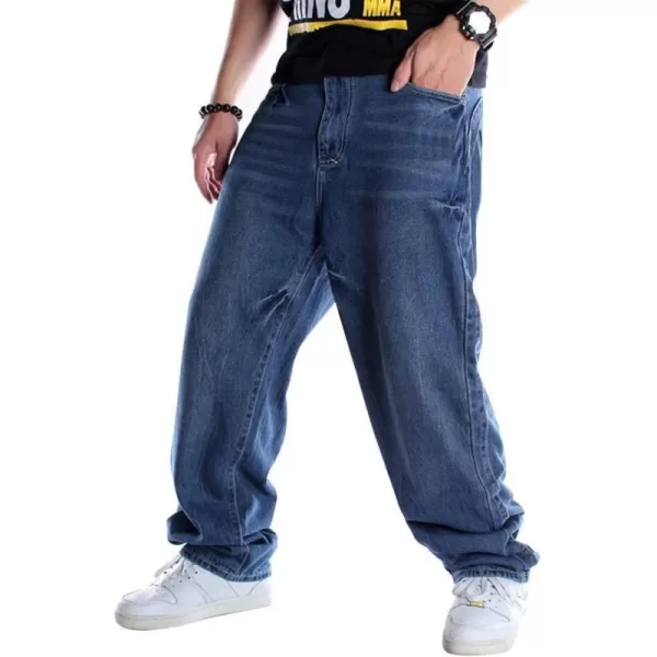 IDEALSANXUN Embroidery Hip Hop Jeans for Mens Casual Big Tall Loose Fit Jean Denim PantsDark Blue 102