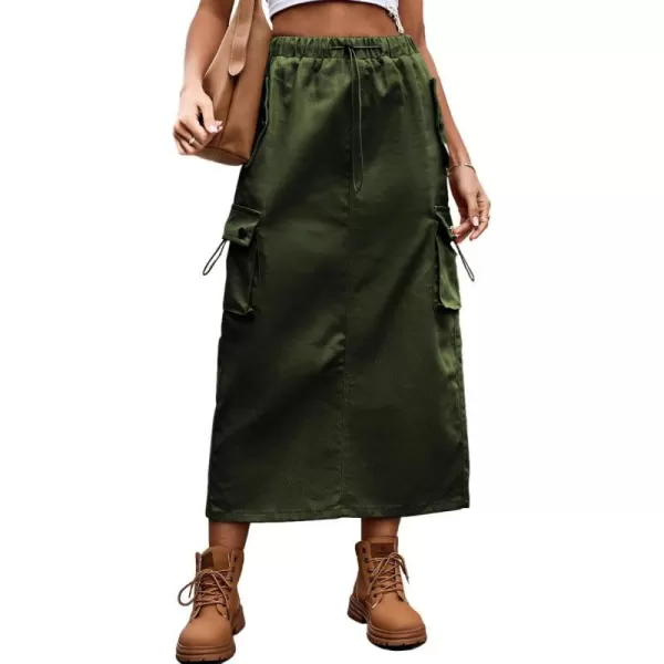 IDEALSANXUN Long Cargo Skirts for Women Fashion 2023 High Waisted Slit Jean Denim Maxi Skirt Y2kArmy