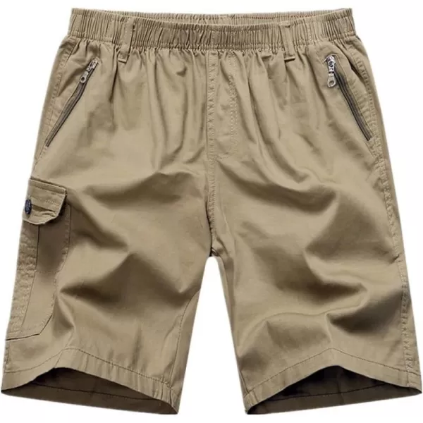 IDEALSANXUN Mens Comfy 100 Cotton Summer Cargo ShortsKhaki