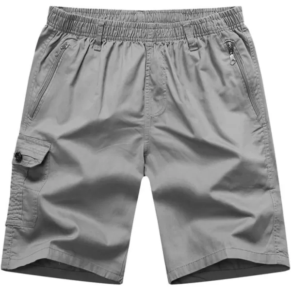 IDEALSANXUN Mens Comfy 100 Cotton Summer Cargo ShortsLight Grey