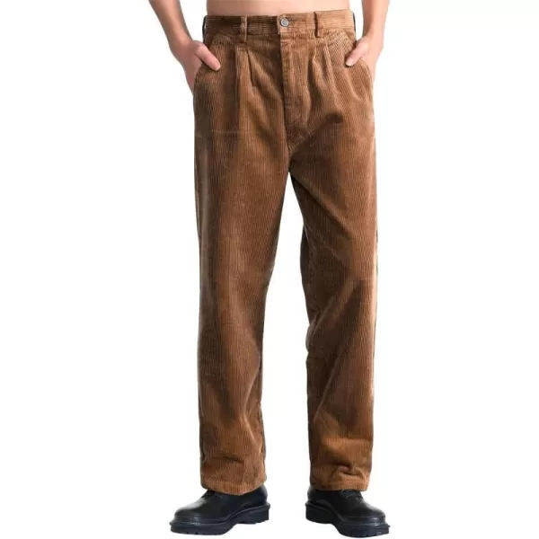 IDEALSANXUN Mens Corduroy Pants Fall Winter Casual Pleated Pants1brown New