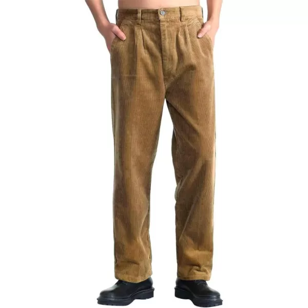 IDEALSANXUN Mens Corduroy Pants Fall Winter Casual Pleated Pants1camel