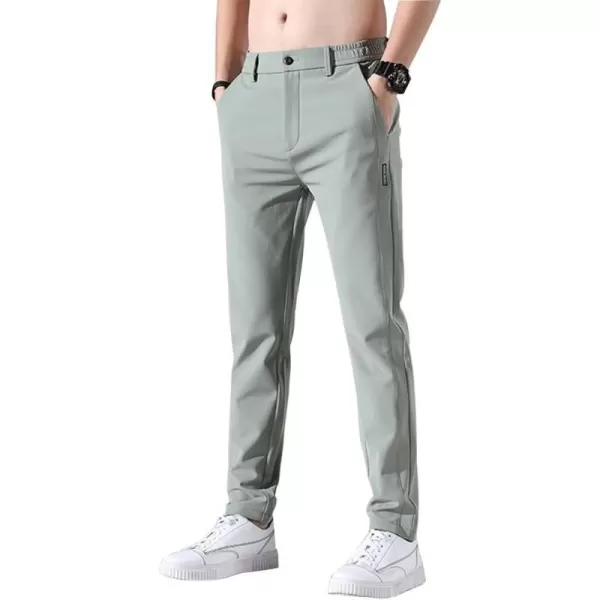 IDEALSANXUN Mens Dress Pants Slim Fit Flat Front Chino Pants with Elastic WaistLight Green