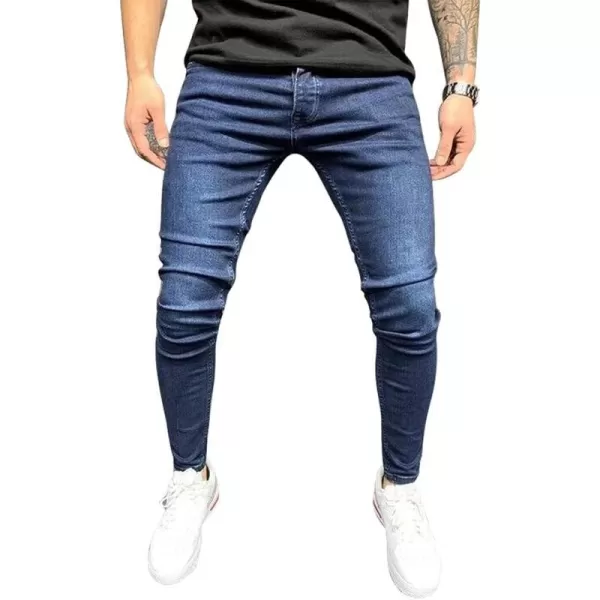 IDEALSANXUN Mens Ripped Biker Jeans Stretch Skinny Jeans Denim PantsDark Blue 011