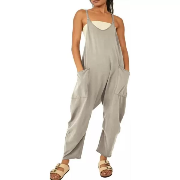 IDEALSANXUN Sleeveless Jumpsuits for Women Casual Cotton Overalls Rompers 20231grey