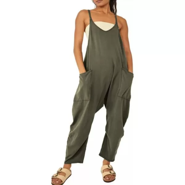 IDEALSANXUN Sleeveless Jumpsuits for Women Casual Cotton Overalls Rompers 20233army