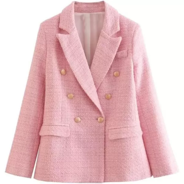 IDEALSANXUN Tweed Blazers for Women Business Casual 2023 Fall Winter Suit JacketPink