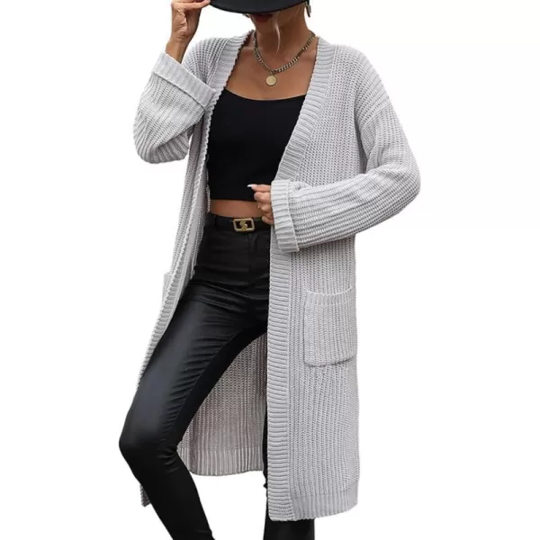 IDEALSANXUN Womens Oversized Sweater V Neck Long Sleeve Fall Winter 2023 Trendy Loose Long Cardigan Jacket CoatGrey