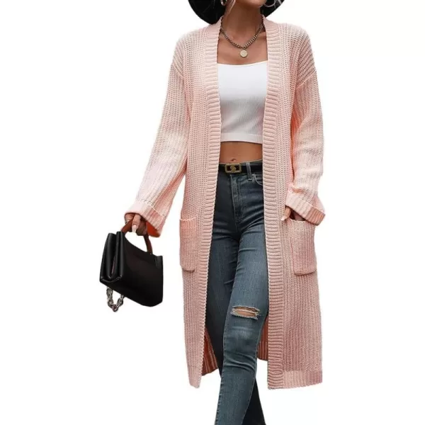 IDEALSANXUN Womens Oversized Sweater V Neck Long Sleeve Fall Winter 2023 Trendy Loose Long Cardigan Jacket CoatPink