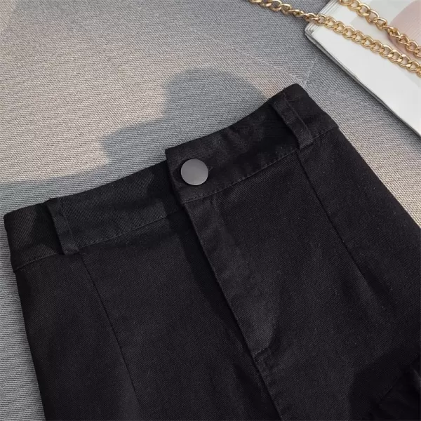IDEALSANXUN Bodycon Mini Jean Skirt for Women 2023 Fall Winter High Waisted Ruffle Short A Line Denim SkirtsBlack