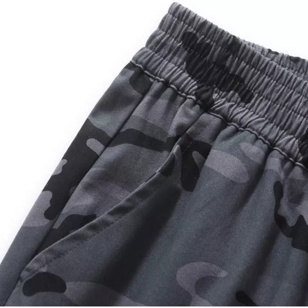IDEALSANXUN Camo Pants for Mens Casual Elastic Waist Loose Fit Straight Leg Twill PantsCamo Blue