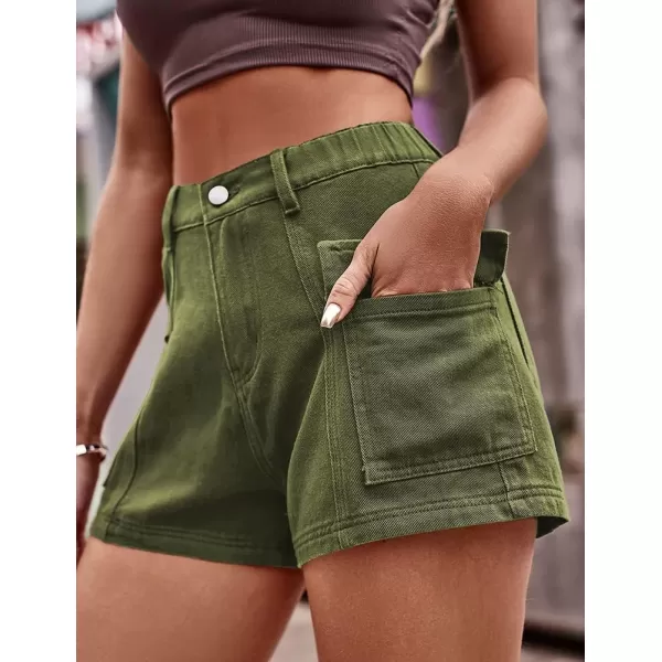 IDEALSANXUN Cargo Jean Shorts for Women Summer High Waisted Y2K Cool Sexy Denim ShortsArmy