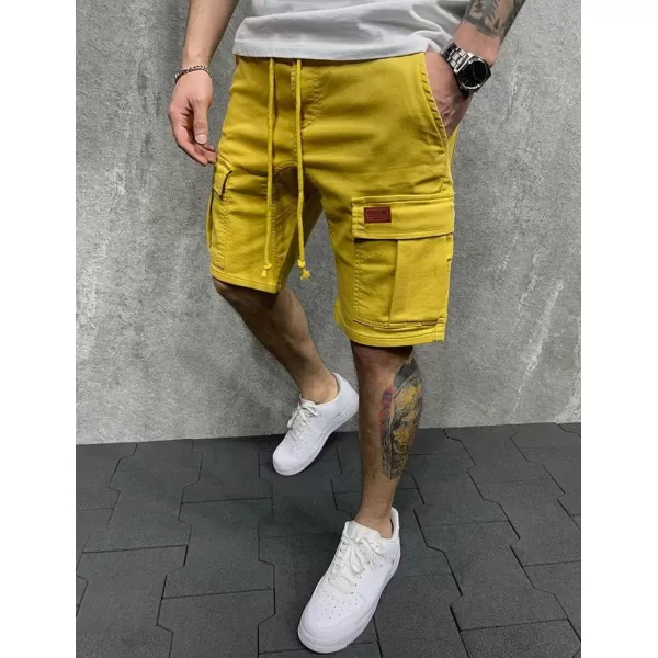 IDEALSANXUN Cargo Shorts for Men Casual Drawstring Cotton Summer ShortsYellow