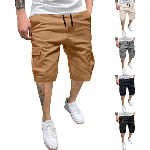 IDEALSANXUN Cargo Shorts for Men Casual Summer Cotton ShortsDark Khaki