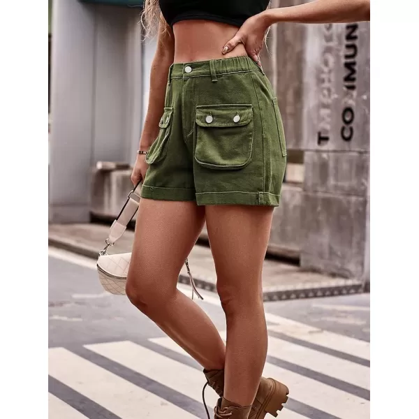 IDEALSANXUN Cargo Shorts for Women Summer High Waisted Trendy Denim Short Y2k Cool Jean ShortsArmy