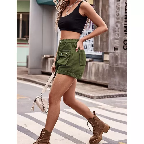 IDEALSANXUN Cargo Shorts for Women Summer High Waisted Trendy Denim Short Y2k Cool Jean ShortsArmy