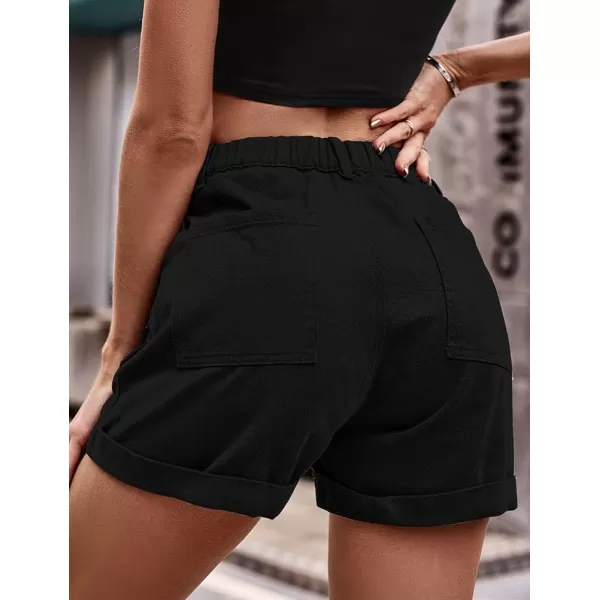 IDEALSANXUN Cargo Shorts for Women Summer High Waisted Trendy Denim Short Y2k Cool Jean ShortsBlack