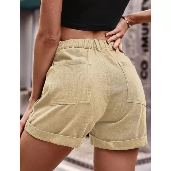 IDEALSANXUN Cargo Shorts for Women Summer High Waisted Trendy Denim Short Y2k Cool Jean ShortsKhaki