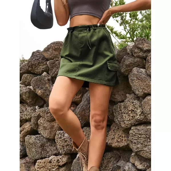 IDEALSANXUN Cargo Skirts for Women 2023 Fashion Casual Denim Skirt Bodycon Pencil Short Y2k Mini Jean SkirtArmy