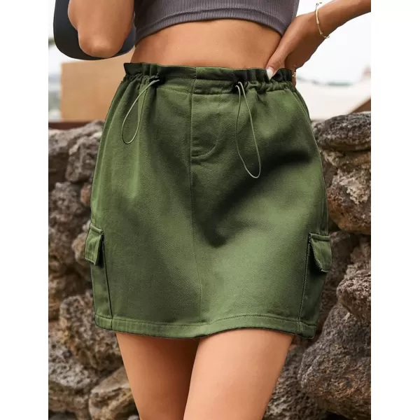 IDEALSANXUN Cargo Skirts for Women 2023 Fashion Casual Denim Skirt Bodycon Pencil Short Y2k Mini Jean SkirtArmy