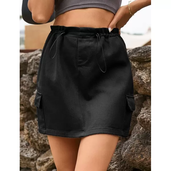 IDEALSANXUN Cargo Skirts for Women 2023 Fashion Casual Denim Skirt Bodycon Pencil Short Y2k Mini Jean SkirtBlack