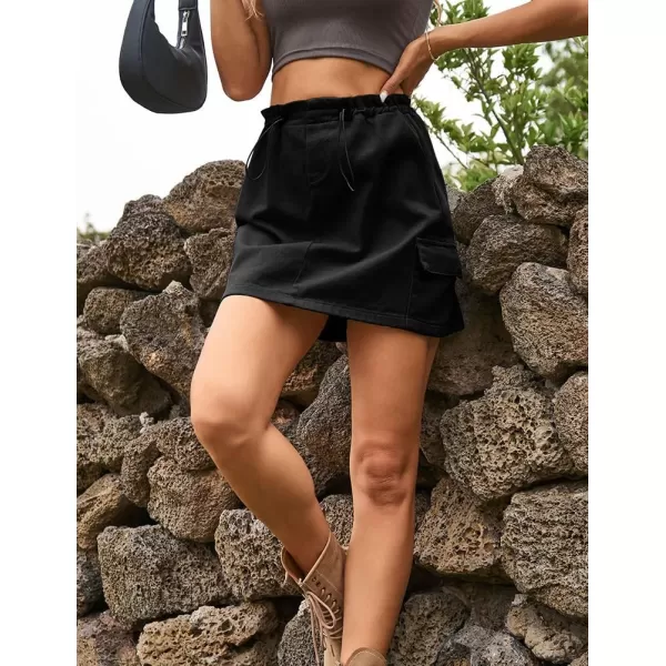 IDEALSANXUN Cargo Skirts for Women 2023 Fashion Casual Denim Skirt Bodycon Pencil Short Y2k Mini Jean SkirtBlack