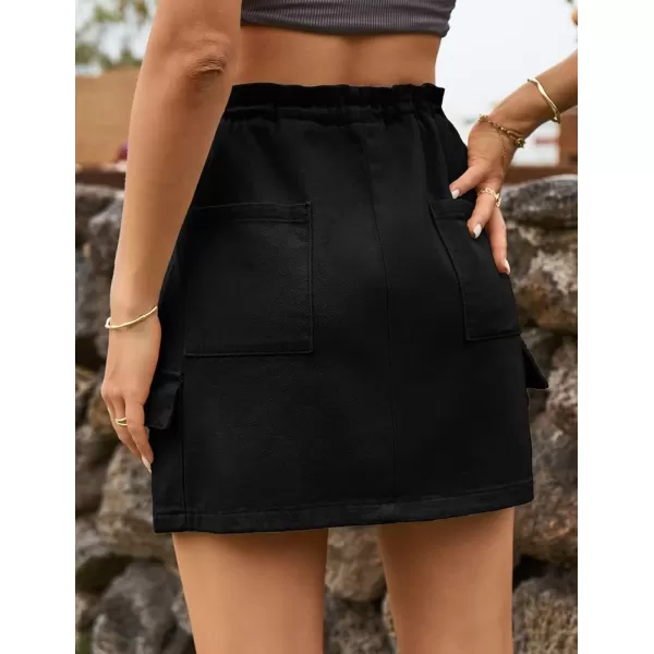 IDEALSANXUN Cargo Skirts for Women 2023 Fashion Casual Denim Skirt Bodycon Pencil Short Y2k Mini Jean SkirtBlack