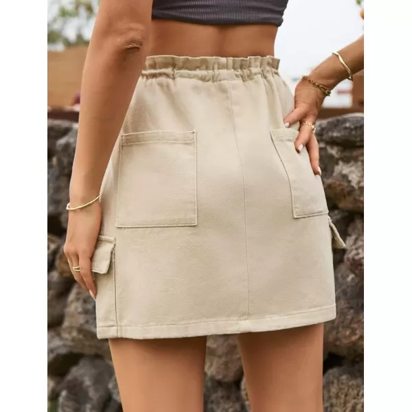 IDEALSANXUN Cargo Skirts for Women 2023 Fashion Casual Denim Skirt Bodycon Pencil Short Y2k Mini Jean SkirtKhaki