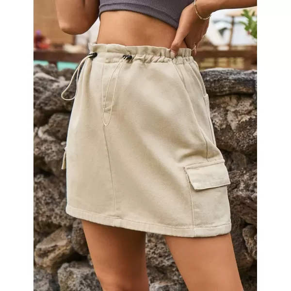 IDEALSANXUN Cargo Skirts for Women 2023 Fashion Casual Denim Skirt Bodycon Pencil Short Y2k Mini Jean SkirtKhaki