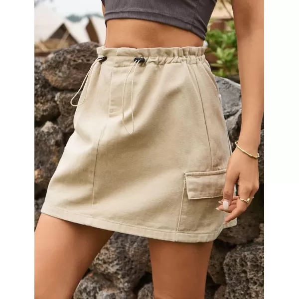 IDEALSANXUN Cargo Skirts for Women 2023 Fashion Casual Denim Skirt Bodycon Pencil Short Y2k Mini Jean SkirtKhaki