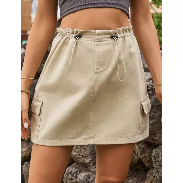 IDEALSANXUN Cargo Skirts for Women 2023 Fashion Casual Denim Skirt Bodycon Pencil Short Y2k Mini Jean SkirtKhaki