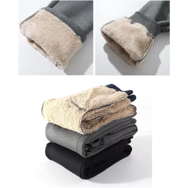 IDEALSANXUN Fleece Lined Sweat Pants for Mens Thick Warm Sherpa Flannel Casual Jersey PantsNavyOpen Bottom