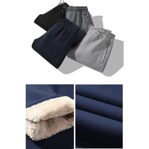 IDEALSANXUN Fleece Lined Sweat Pants for Mens Thick Warm Sherpa Flannel Casual Jersey PantsNavyOpen Bottom