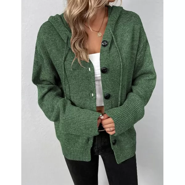 IDEALSANXUN Knit Sweater Cardigan for Women Button Up Long Sleeve Ribbed Bodysuit Hoodies Jacket CoatArmy