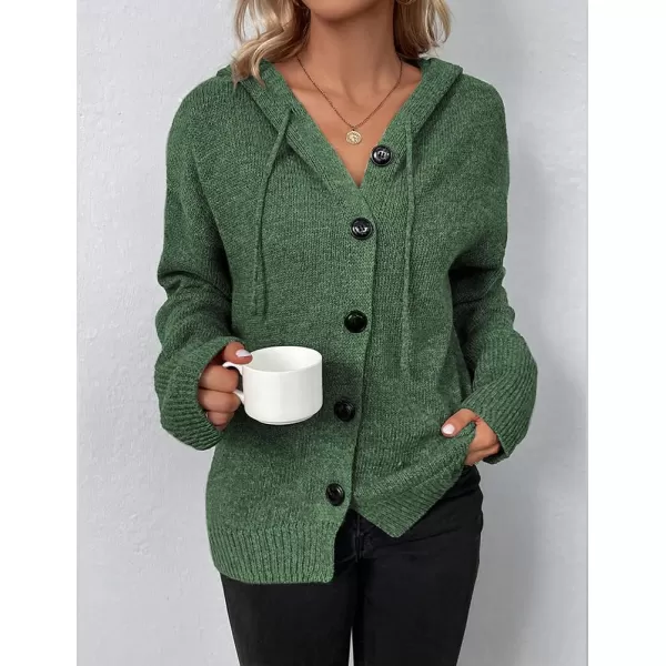 IDEALSANXUN Knit Sweater Cardigan for Women Button Up Long Sleeve Ribbed Bodysuit Hoodies Jacket CoatArmy