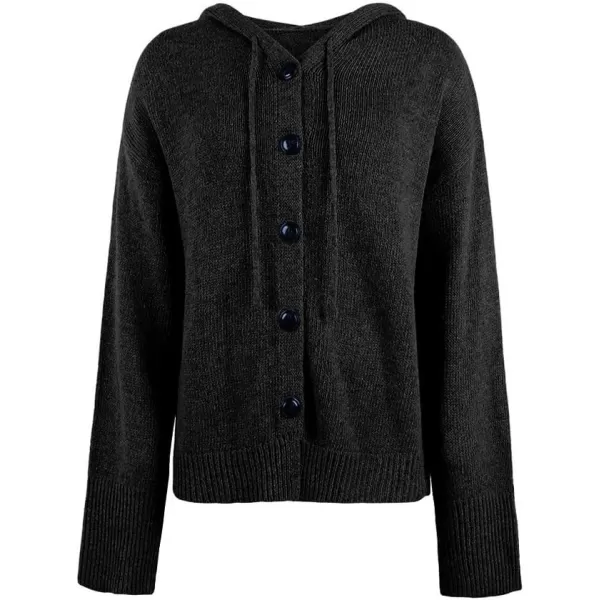 IDEALSANXUN Knit Sweater Cardigan for Women Button Up Long Sleeve Ribbed Bodysuit Hoodies Jacket CoatBlack