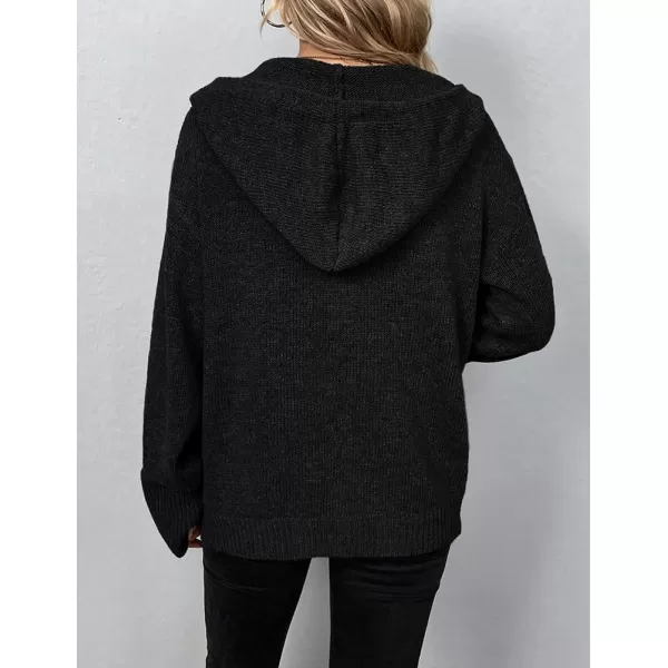 IDEALSANXUN Knit Sweater Cardigan for Women Button Up Long Sleeve Ribbed Bodysuit Hoodies Jacket CoatBlack