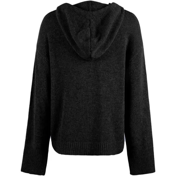 IDEALSANXUN Knit Sweater Cardigan for Women Button Up Long Sleeve Ribbed Bodysuit Hoodies Jacket CoatBlack