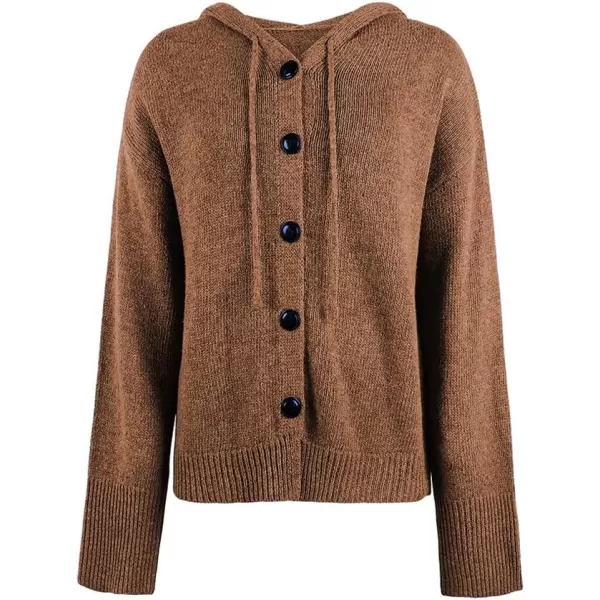 IDEALSANXUN Knit Sweater Cardigan for Women Button Up Long Sleeve Ribbed Bodysuit Hoodies Jacket CoatBrown