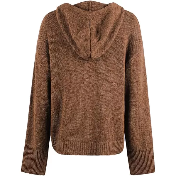 IDEALSANXUN Knit Sweater Cardigan for Women Button Up Long Sleeve Ribbed Bodysuit Hoodies Jacket CoatBrown