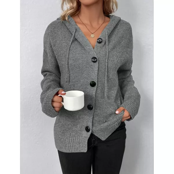 IDEALSANXUN Knit Sweater Cardigan for Women Button Up Long Sleeve Ribbed Bodysuit Hoodies Jacket CoatGrey