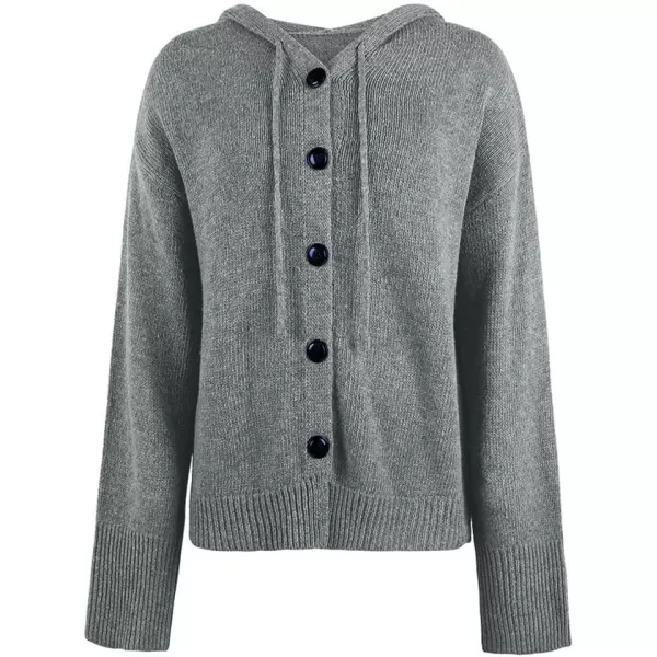 IDEALSANXUN Knit Sweater Cardigan for Women Button Up Long Sleeve Ribbed Bodysuit Hoodies Jacket CoatGrey