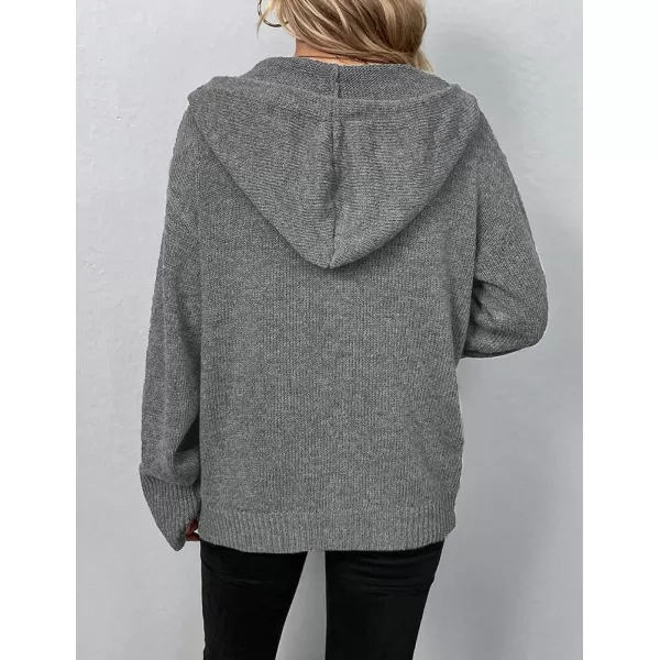 IDEALSANXUN Knit Sweater Cardigan for Women Button Up Long Sleeve Ribbed Bodysuit Hoodies Jacket CoatGrey