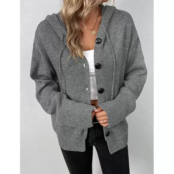 IDEALSANXUN Knit Sweater Cardigan for Women Button Up Long Sleeve Ribbed Bodysuit Hoodies Jacket CoatGrey